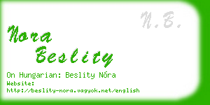 nora beslity business card